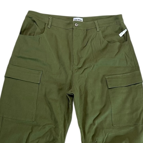 NWT STEVE MADDEN Mid Rise Cargo Pants Jeans Wide Leg Burnt Olive DO33145F Sz XL - Picture 12 of 16